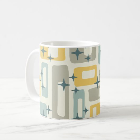 レトロミッドセンチュリーモダン抽象芸術 コーヒーマグカップ (正面左)