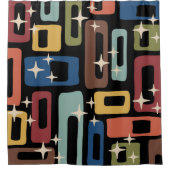 レトロミッドセンチュリーモダン抽象芸術 シャワーカーテン (正面)