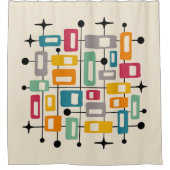 レトロミッドセンチュリーモダン抽象芸術 シャワーカーテン (正面)