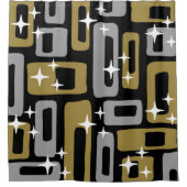 レトロミッドセンチュリーモダン抽象芸術 シャワーカーテン (正面)