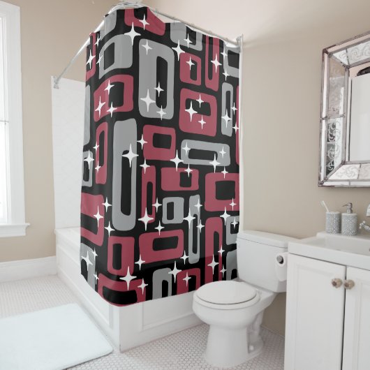 レトロミッドセンチュリーモダン抽象芸術 シャワーカーテン (インサイチュ)