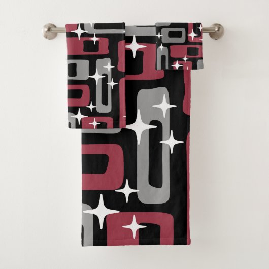 レトロミッドセンチュリーモダン抽象芸術 バスタオルセット (インサイチュ)