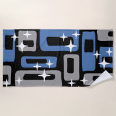 レトロミッドセンチュリーモダン抽象芸術 ビーチタオル (正面)