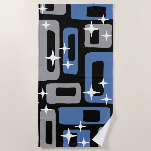 レトロミッドセンチュリーモダン抽象芸術 ビーチタオル (正面)