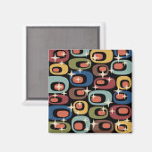 レトロミッドセンチュリーモダン抽象芸術 マグネット (正面/裏面)