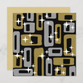 レトロミッドセンチュリーモダン抽象芸術 招待状 (正面/裏面)