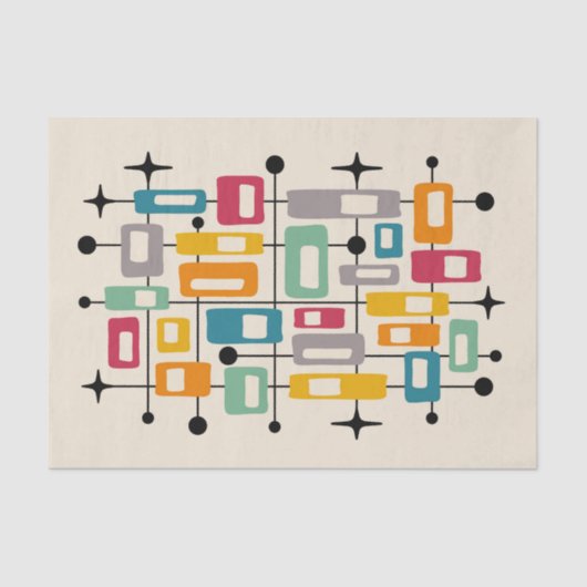 レトロミッドセンチュリーモダン抽象芸術 薄葉紙 (正面)