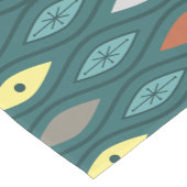 レトロミッドセンチュリーモダン波線ティール(緑がかった色) ショートテーブルランナー (コーナー)