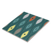 レトロミッドセンチュリーモダン波線ティール（緑がかった色） タイル (側面)