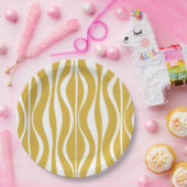 レトロミッドセンチュリーモダン砂時計抽象芸術マスタード ペーパープレート (パーティー)