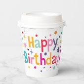 レトロミッドセンチュリーモダン誕生日 紙コップ (正面)