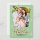 レトロミッドセンチュリーモダン3枚の写真クリスマス シーズンカード (正面)