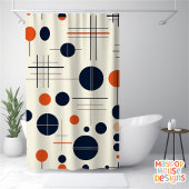 レトロミッドセンチュリーモダン シャワーカーテン