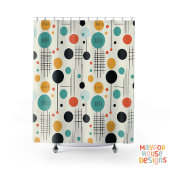 レトロミッドセンチュリーモダン シャワーカーテン