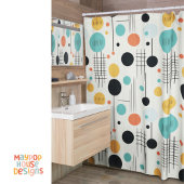 レトロミッドセンチュリーモダン シャワーカーテン