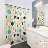 レトロミッドセンチュリーモダン シャワーカーテン