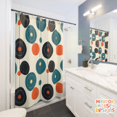 レトロミッドセンチュリーモダン シャワーカーテン