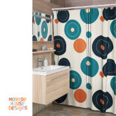 レトロミッドセンチュリーモダン シャワーカーテン