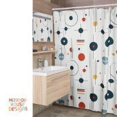 レトロミッドセンチュリーモダン シャワーカーテン