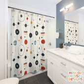 レトロミッドセンチュリーモダン シャワーカーテン