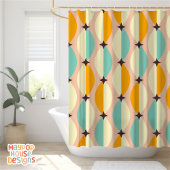 レトロミッドセンチュリーモダン シャワーカーテン