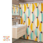 レトロミッドセンチュリーモダン シャワーカーテン