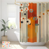 レトロミッドセンチュリーモダン シャワーカーテン