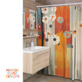 レトロミッドセンチュリーモダン シャワーカーテン