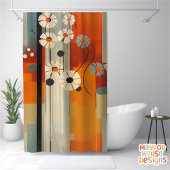 レトロミッドセンチュリーモダン シャワーカーテン