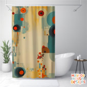 レトロミッドセンチュリーモダン シャワーカーテン