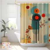 レトロミッドセンチュリーモダン シャワーカーテン