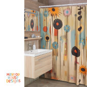 レトロミッドセンチュリーモダン シャワーカーテン