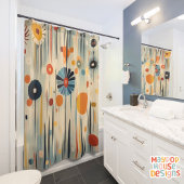 レトロミッドセンチュリーモダン シャワーカーテン