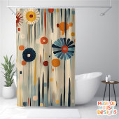 レトロミッドセンチュリーモダン シャワーカーテン