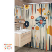 レトロミッドセンチュリーモダン シャワーカーテン