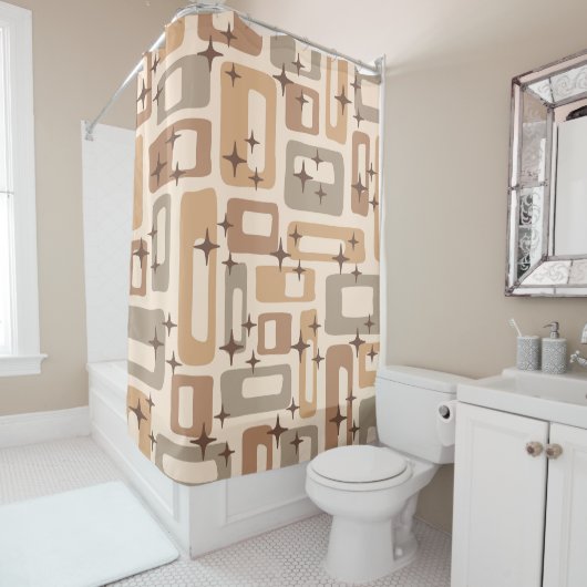 レトロミッドセンチュリーモダン シャワーカーテン (インサイチュ)