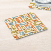 レトロミッドセンチュリーモダン スクエアペーパーコースター (アングル)