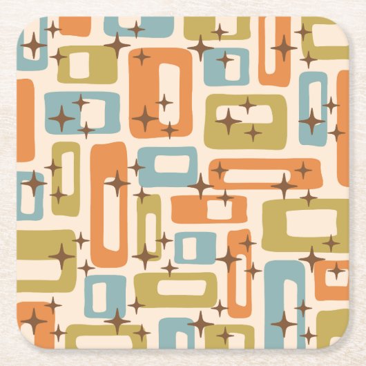 レトロミッドセンチュリーモダン スクエアペーパーコースター (正面)