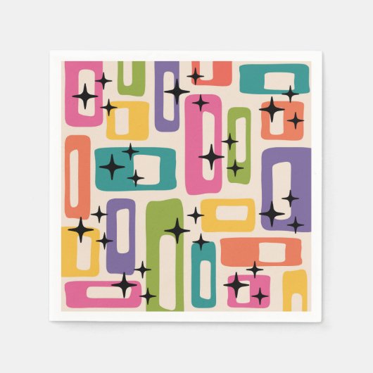 レトロミッドセンチュリーモダン スタンダードカクテルナプキン (正面)