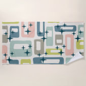 レトロミッドセンチュリーモダン ビーチタオル (正面)