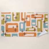 レトロミッドセンチュリーモダン ビーチタオル (正面)