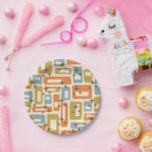 レトロミッドセンチュリーモダン ペーパープレート (パーティー)