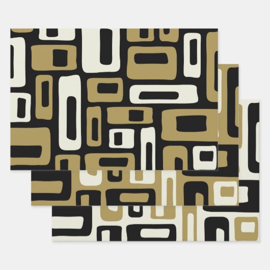 レトロミッドセンチュリーモダン ラッピングペーパーシート (セット)