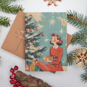 レトロミッドセンチュリーヴィンテージイラストレーションクリスマス シーズンカード