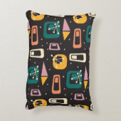 レトロミッドセンチュリー原子モダン宇宙エイジブラック アクセントクッション (裏面(縦))