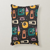 レトロミッドセンチュリー原子モダン宇宙エイジブラック アクセントクッション (正面(垂直))