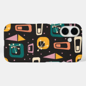 レトロミッドセンチュリー原子モダン宇宙エイジブラック Case-Mate iPhoneケース (裏面 (横))