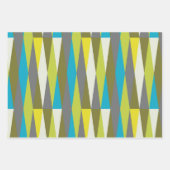 レトロミッドセンチュリー原子モダン宇宙エイジブルーグリーン ラッピングペーパーシート (正面)