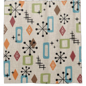 レトロミッドセンチュリー原子モダン抽象芸術パターン シャワーカーテン (正面)