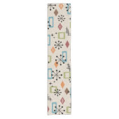 レトロミッドセンチュリー原子モダン抽象芸術パターン ショートテーブルランナー (正面)